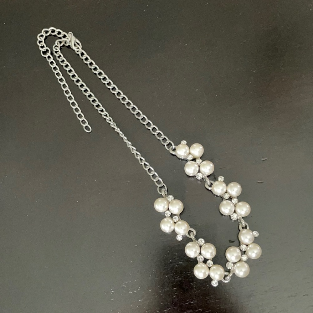 Pearl and rhinestone necklace